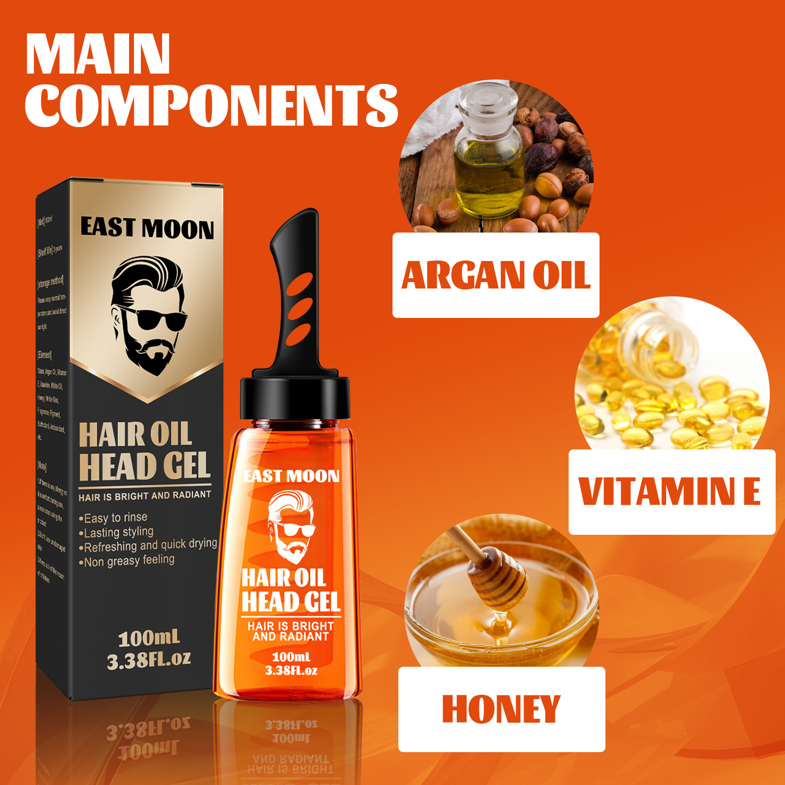 Hair Wax Gel with Comb Hair Styling Gel Hair Oil for Men Hair Styling Solution Long Lasting Strong Hold