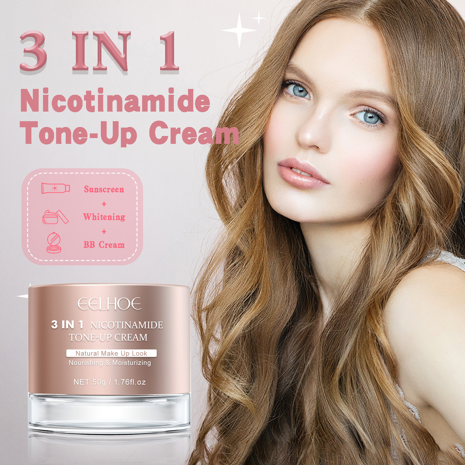 Face Cream Hydrating Concealer Translucent Soft Focus Skin Tinting Cream 3 in 1 Nicotinamide Brightening Tone-Up Plain Makeup Delicate Nature
