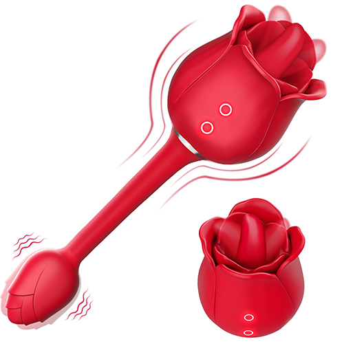 Rose Sex Toy G Spot Vibrator for Women Adjustable Massager Wand Dildo Tongue Adult Toys with 9 Tongue Licking and Vibrating Modes