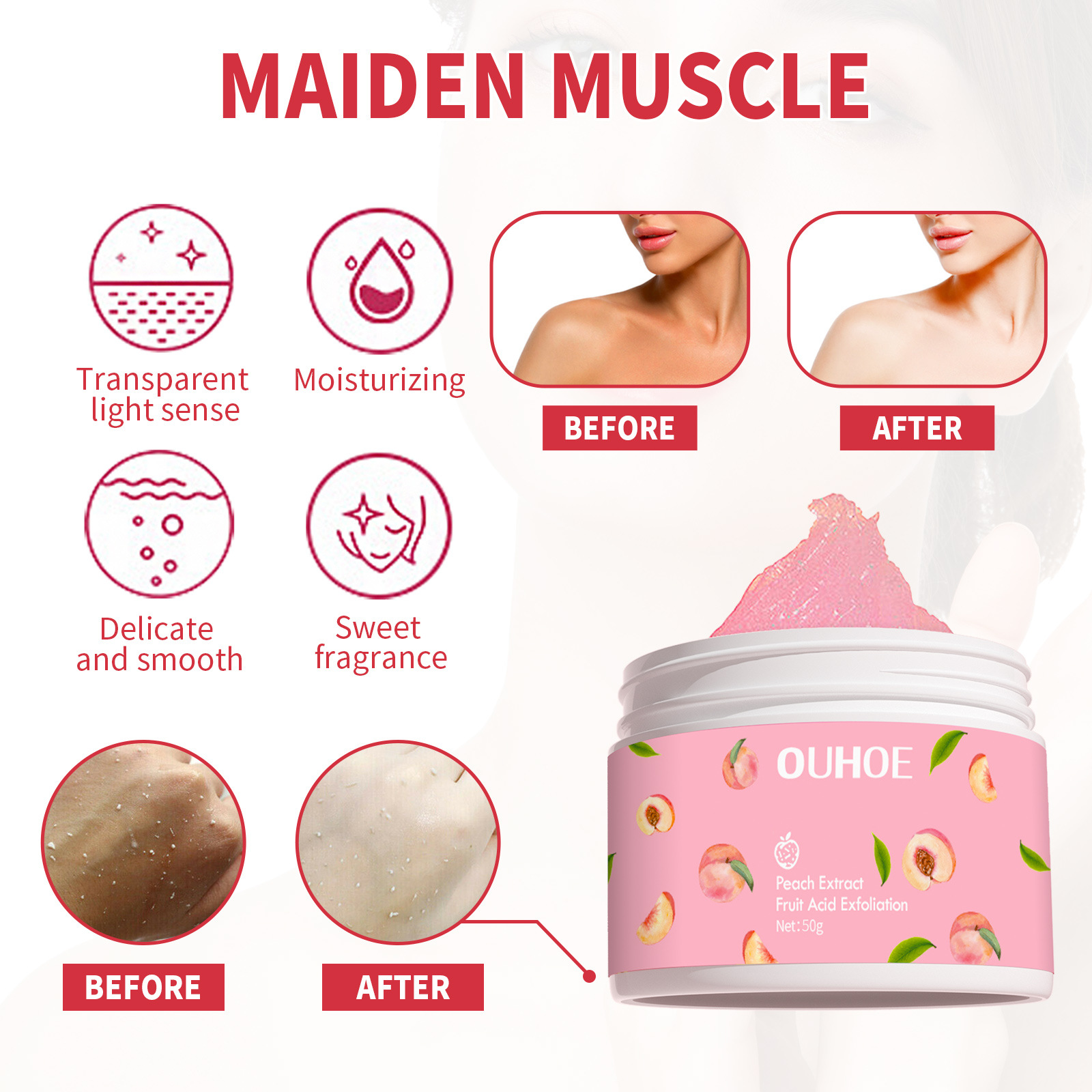 Extract Exfoliation Acid Exfoliating Cream Whitening Face Scrub Cream Skin Care  Peach Smoothing Gel Deep Cleansing Face Scrub Hydrating Moisturizing