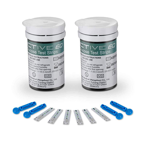 Blood Glucose Test Strips Blood Sugar Test Strips x 50 and Diabetes Lancets x 50 for UK Diabetics Compatible with Exactive EQ