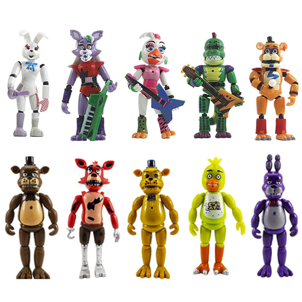 FNAF Action Figures Five Nights at Freddy Action Figures Toys Dolls Cake Toppers Horror Action FNAF Figures Movable Joints for Kids Gifts 10pcs Set