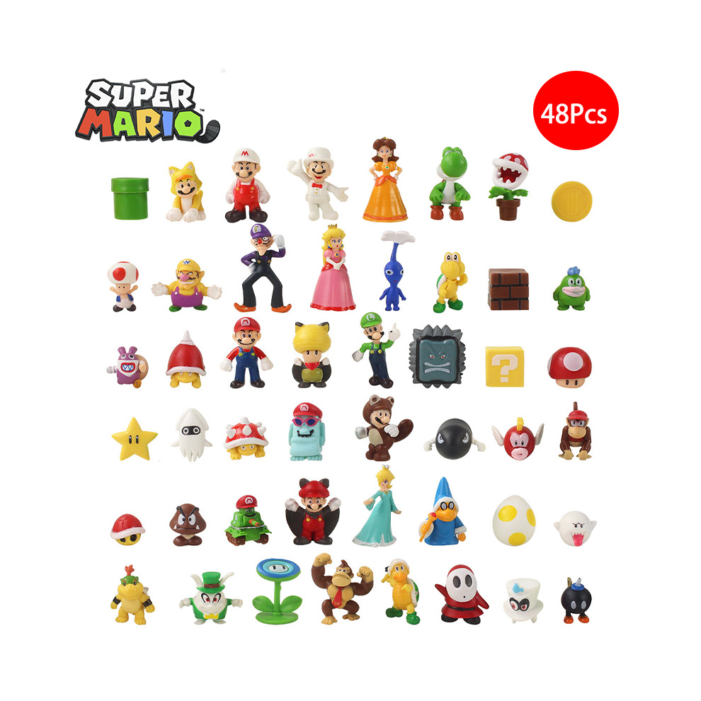 48Pcs Super Mario Bros Action Figures Cartoon Model Toys Kids Fan Gift Decor