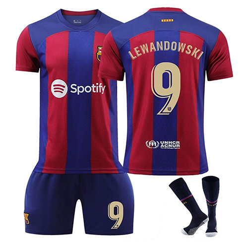 Barca Soccer Jersey Tracksuit Barca Home Away Kits Lewandowski No. 9 Football Training Shirts Shorts Socks Activewear Football Kit Sportwear Soccer Jersey Kids Boys