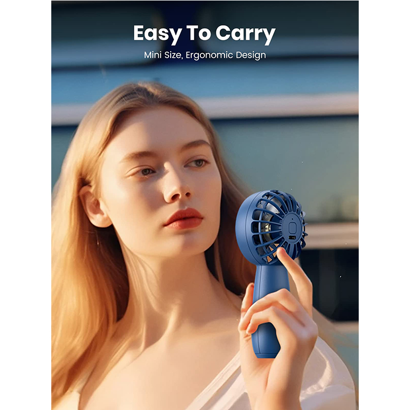 (Blue) Mini Handheld Fan Rechargeable Personal Fan with 3 Speeds Super Compact Cooling Fan for Home Office Travel and Outdoor Activities