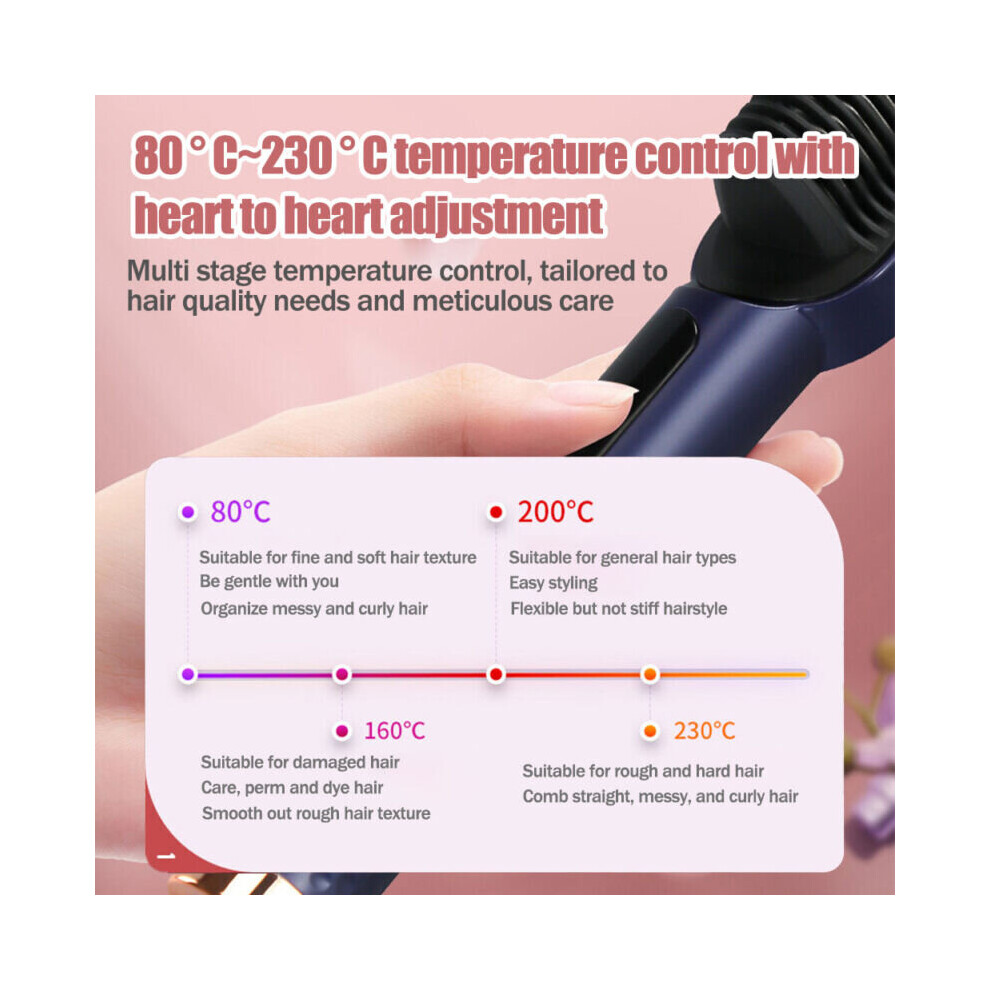 LED Negative-ion Hair Straightener Brush Straightening Curling Styling Comb Hair Tools