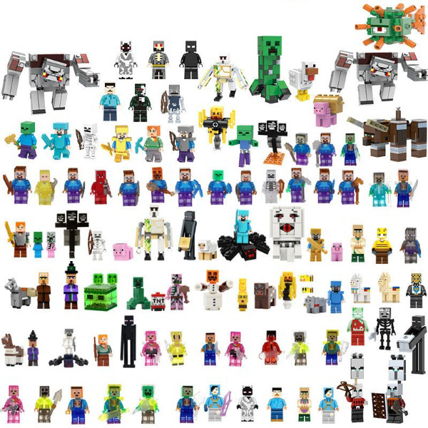 Minecraft Minifigures Building Building Bricks Cartoon Steve Creeper Villager Collection DIY Toys for Kids Birthday Xmas Gift Blocks Toy 104pcs Set Fit for Lego