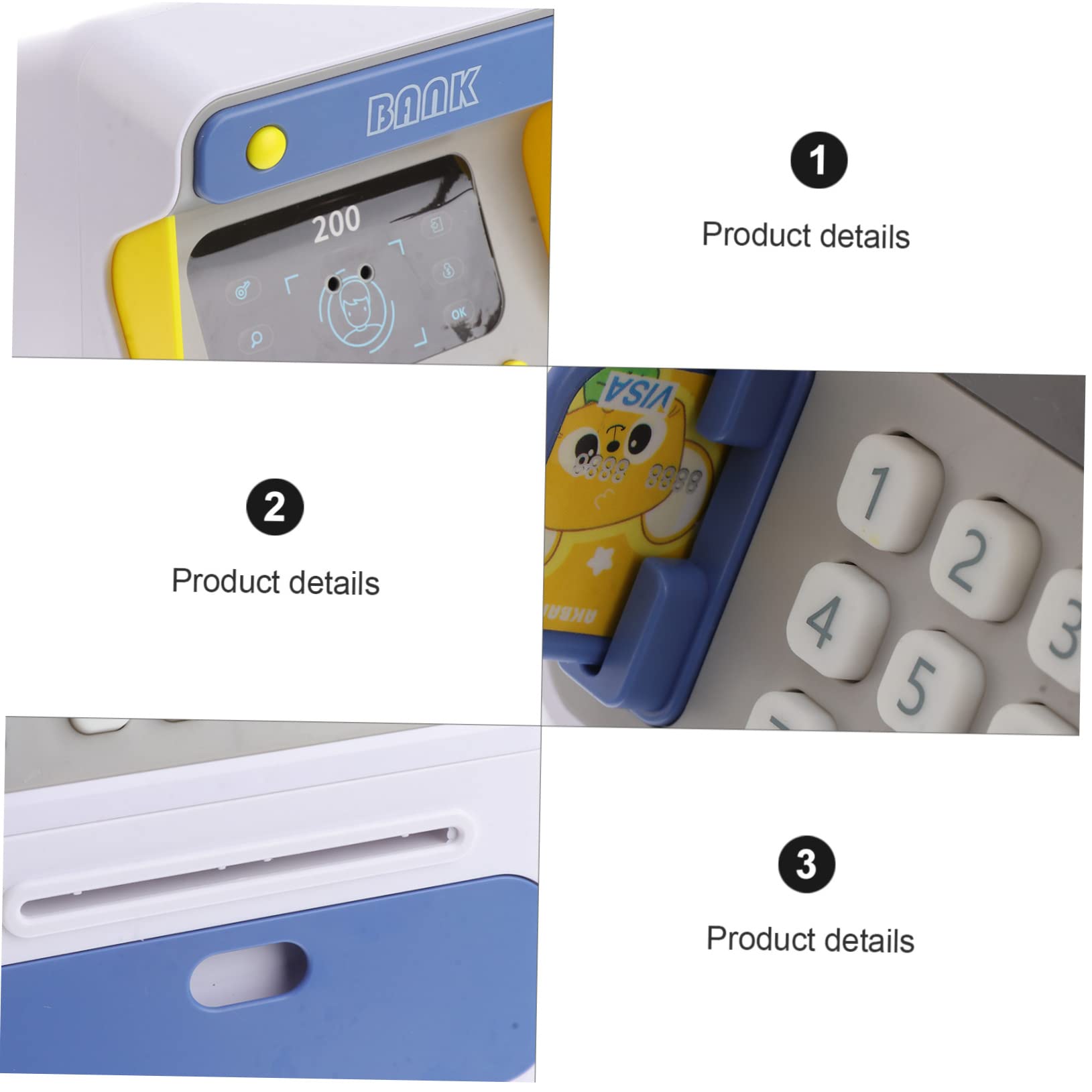 (Blue) Face Recognition ATM Kid Piggy Bank for Kids Electronic Saving Bank Password Cash Pot Safe for Home Saving Pot Child Coin Multifunction