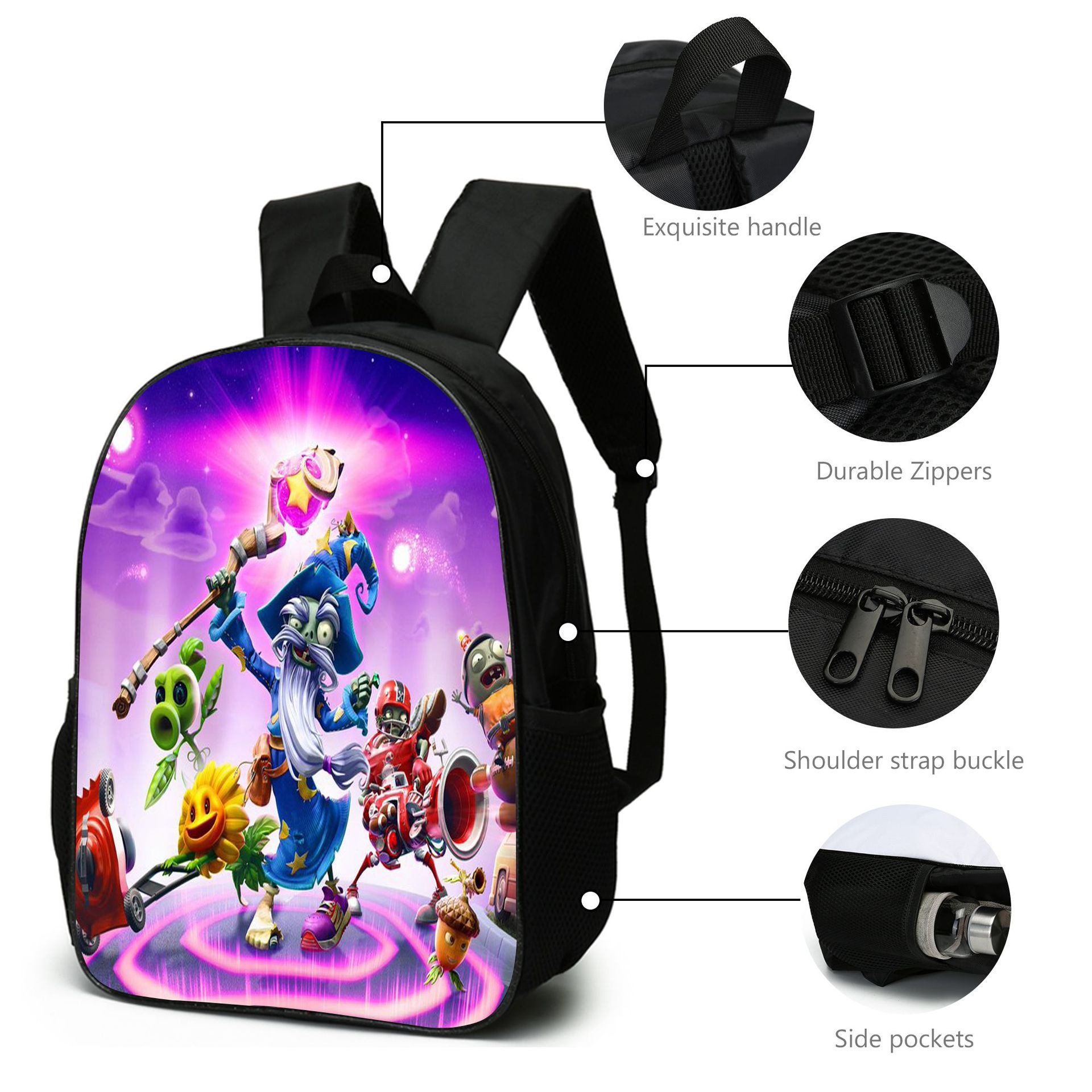 (Style 1) Plants vs.Zombies Image Printing Rucksack Students School Bag Pencil Case Backpack Set