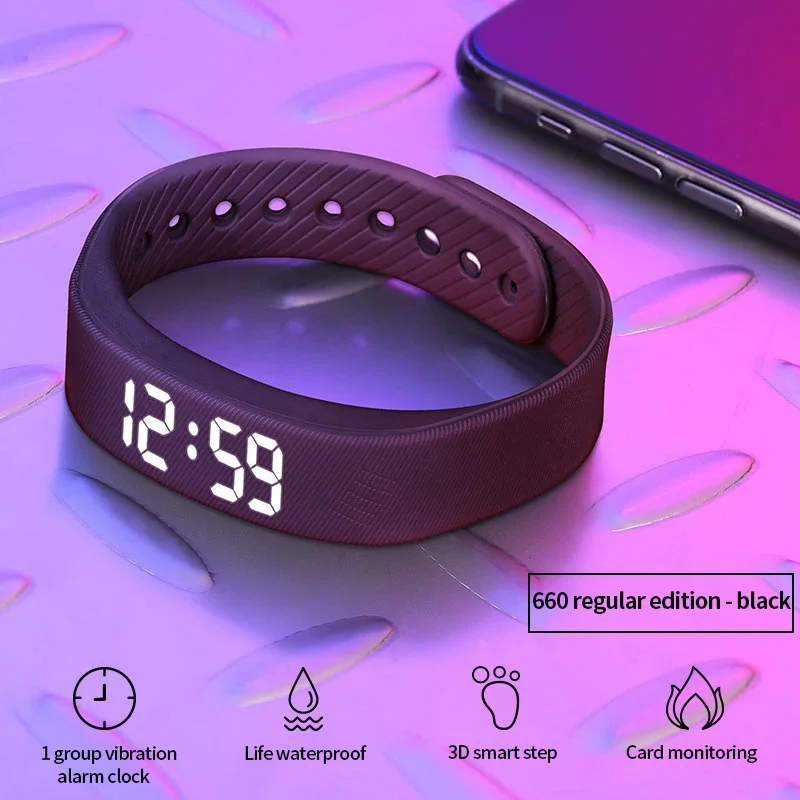 (Blue) Smart Multifunctional Wristband Fitness Bracelet IP65 Waterproof Sports LED Activity Sleep Tracker Smart Watch Pedometer