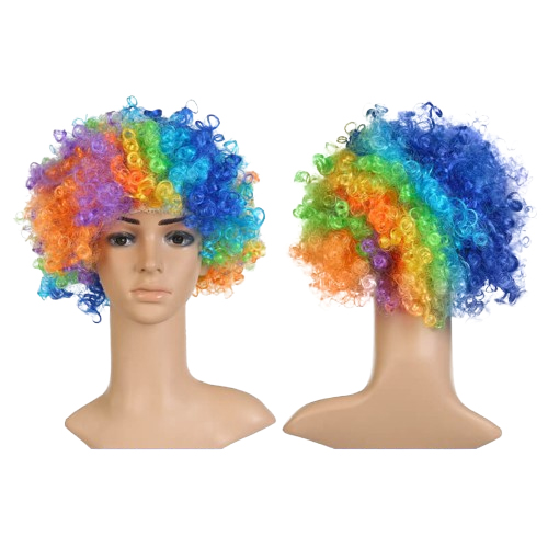 (Orange) Clown Wig Colorful Afro Curly Wig Cosplay for Men Women Mardi Gras Costume Party Wig Children and Adults Explosive Head Wig Funny Hair Props One Size