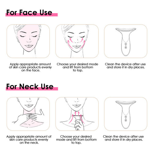 EMS Micro Current Color Light Temperature Sensing Neck Guide Neck Guard High Frequency Vibration Ion Facial Beauty Instrument