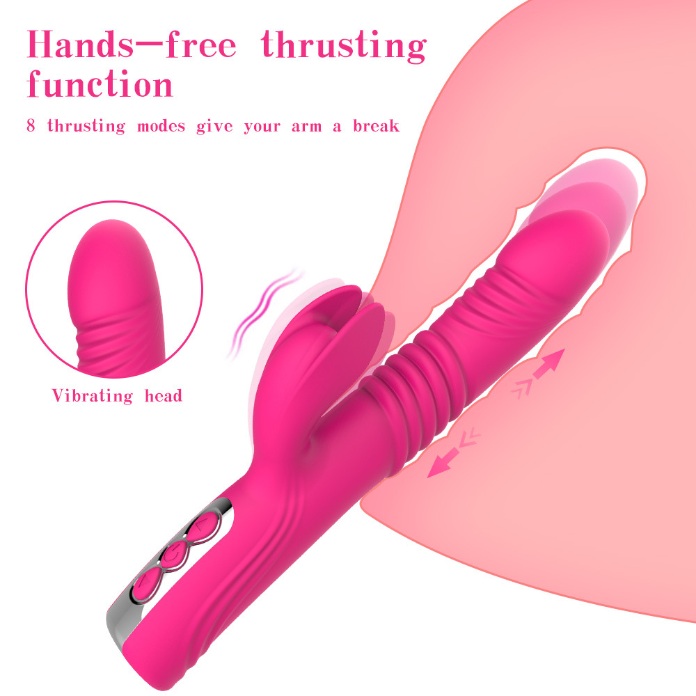 (Rose Red) Dual Vibrator Scalable Dildo Sex Machine Clitoris Stimulator Rabbit Vibro Wand Massager Bullet Vaginal G Spot Adult Sex Toys for Women Orgasm Waterproof