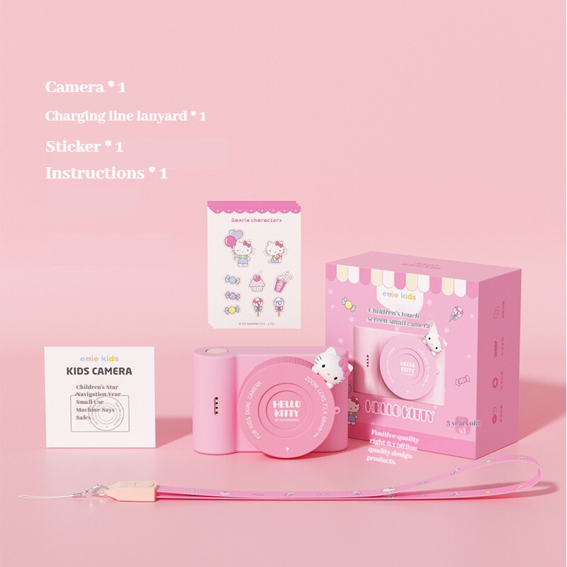 (Blue) Hello Kitty Kuromi Retro Camera For Kids Cartoon Cute Pink Digital Kuromi Camera For Kids Selfie Small Dslr C5-1 In Stock