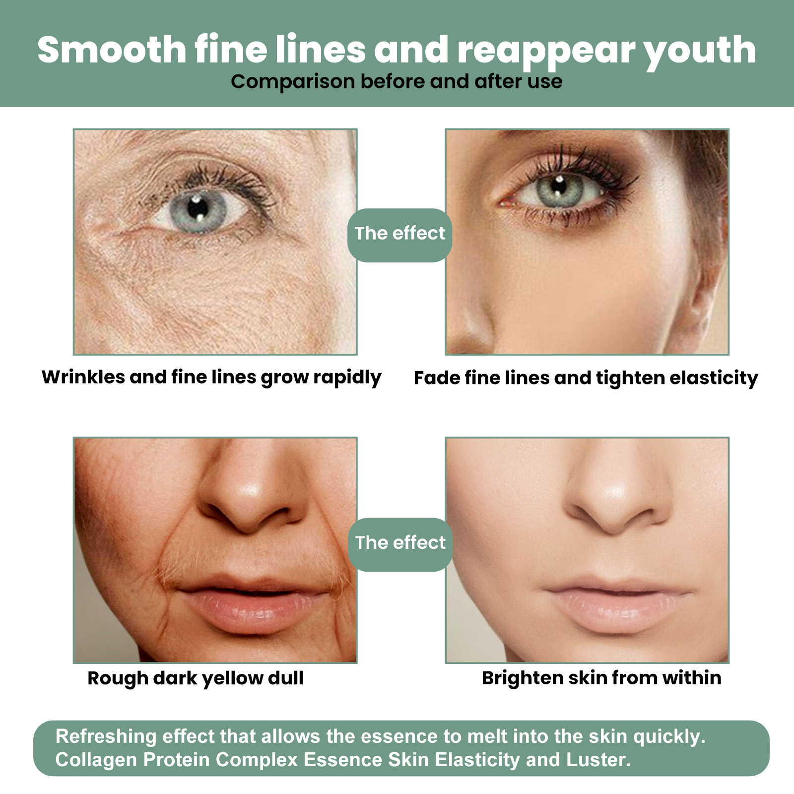 Collagen Skin Essence Anti Dark Spots Serum Fade Fine Lines Remove Wrinkles Improve Dry Skin Moisturiz Smooth Skin Anti Aging Hydrates Skin Care 30ml