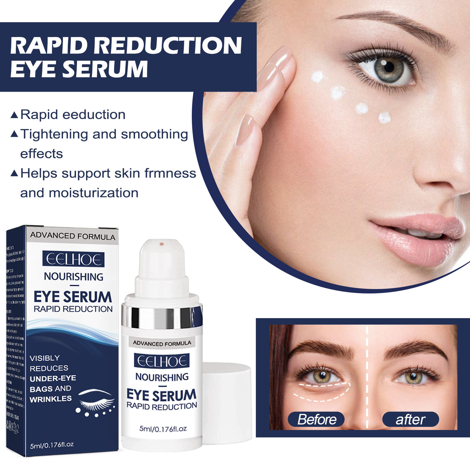 (1 PC) Anti Dark Circles Eye Serum Smooth Hydrates Lighten Eye Wrinkles Moisturize Fade Fine Lines Skin Lifting Firming Repair Roughness Anti Puffiness