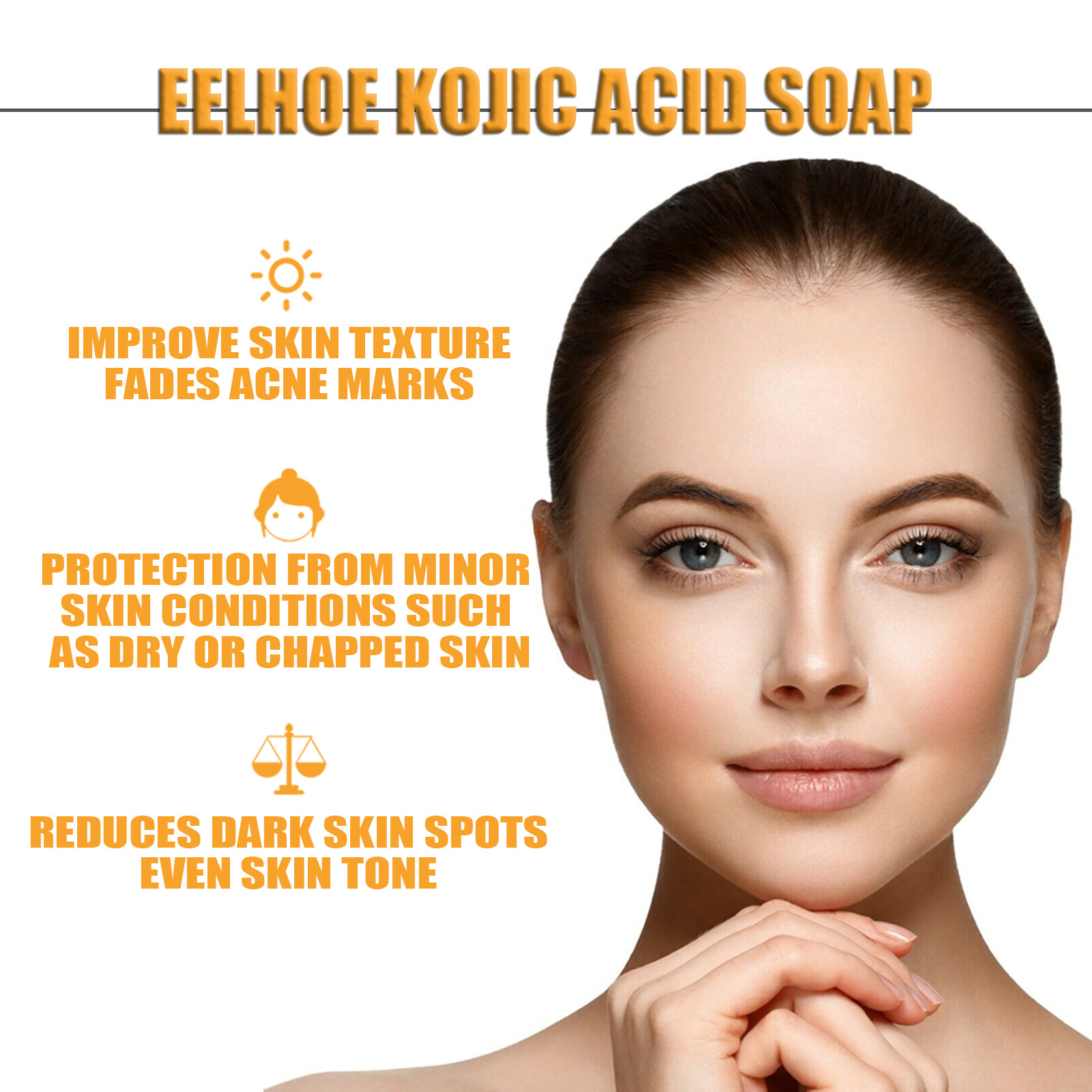 (1 PC) Kojic Acid Dark Spots Remover Soap Cleaning Even Skin Skin Brightener Oil Control Nourishing Hydration Skin Care Natural Turmeric Soap 100g