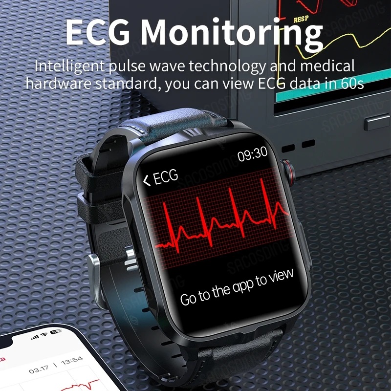 Electrotherapy Smartwatch Blood Sugar ECG+PPG Precise Blood Pressure Body Temperature Smart Watch