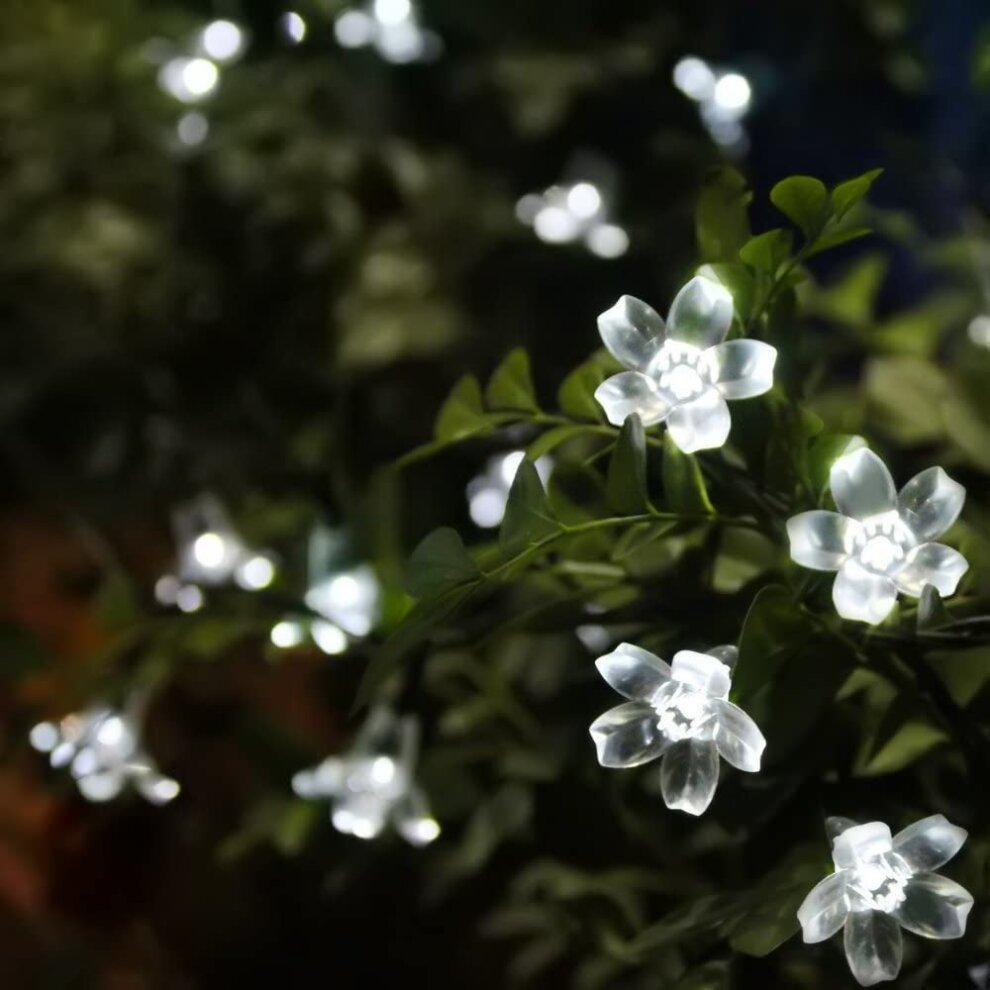 Solar Flower Garlands Outdoor,Waterproof 7M 50LED Lights- Cool White