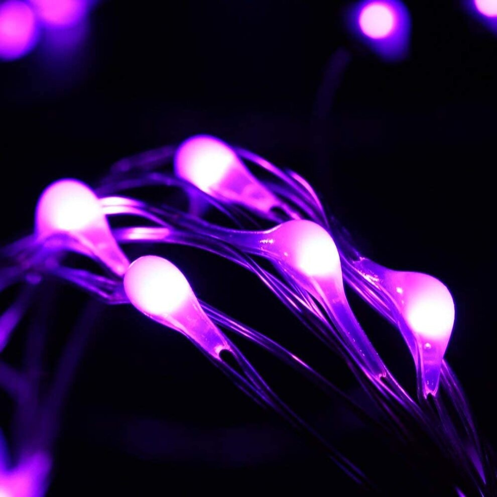 Solar Purple Halloween Lights, 72ft 200 LED Solar Halloween String Lights, 8 Modes Water