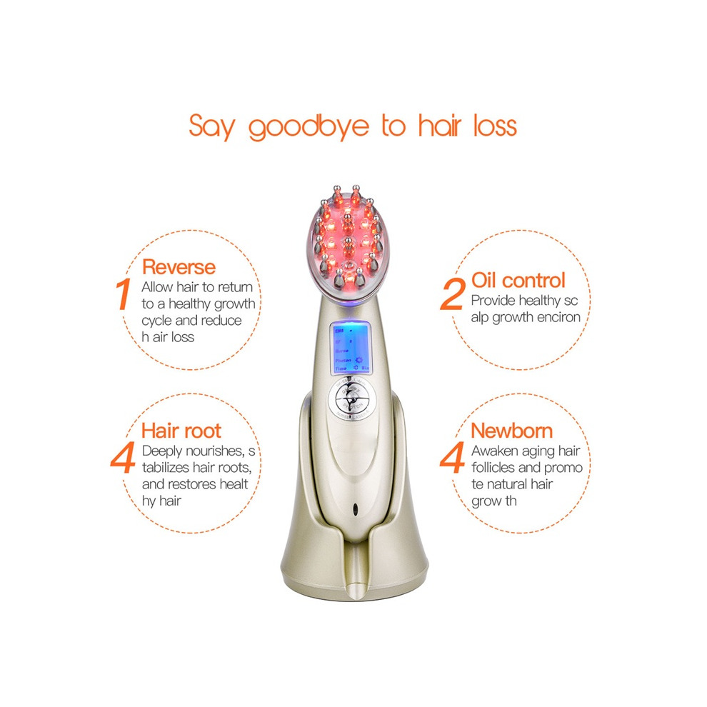 Laser Hair Growth Massage Comb Anti Hair Loss Massager EMS Vibration Massager Brushes Hair Regrowth Comb