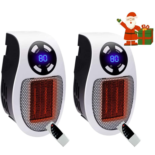 Mini Electric Fan Heater 500W Small Plug in Heaters Room Heater Portable Ceramic Space Heater with LED Display Low Noise Low Energy Consumption Adjustable Thermostat and Timer For Home Office Indoor Use