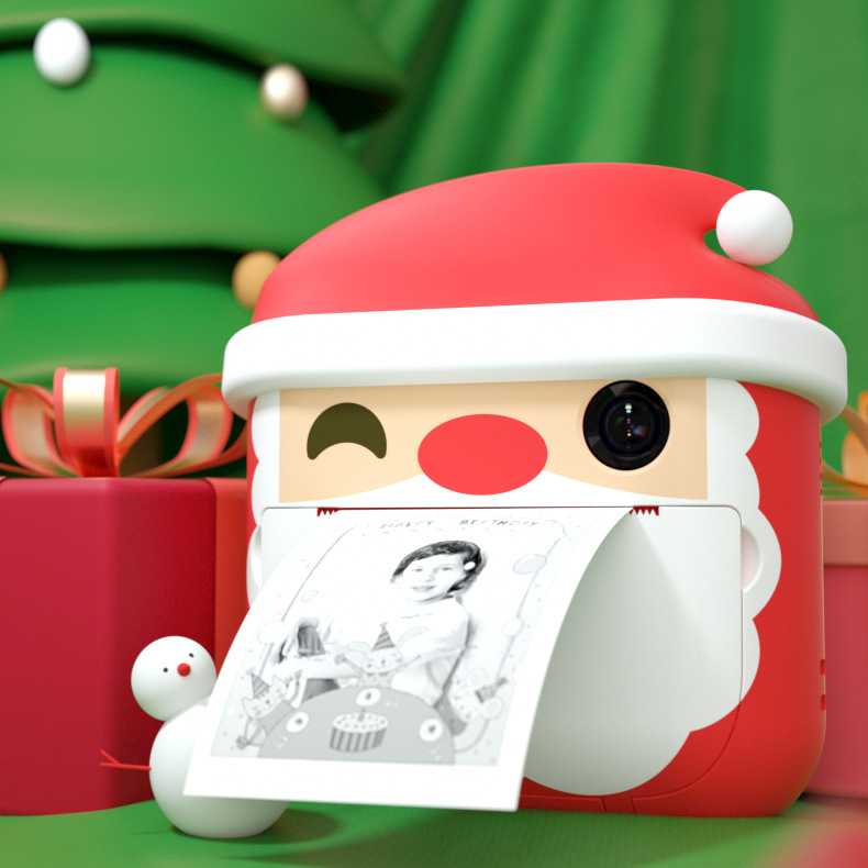Instant Print Cameras 1080P Video Photo Digital Camera Mini Christmas Style HD Video Recorder with 32GB Memory Card Christmas Gift for Child Toys