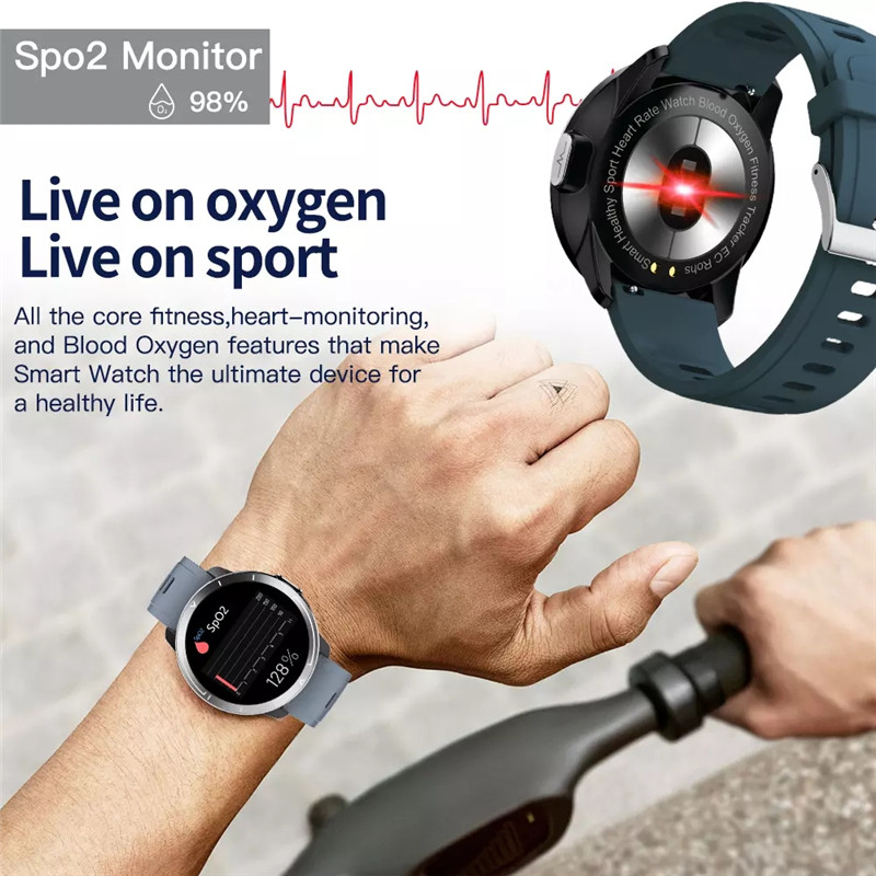 (Brown) Men Business Smartwatch ECG PPG SPO2 BP Health Monitoring