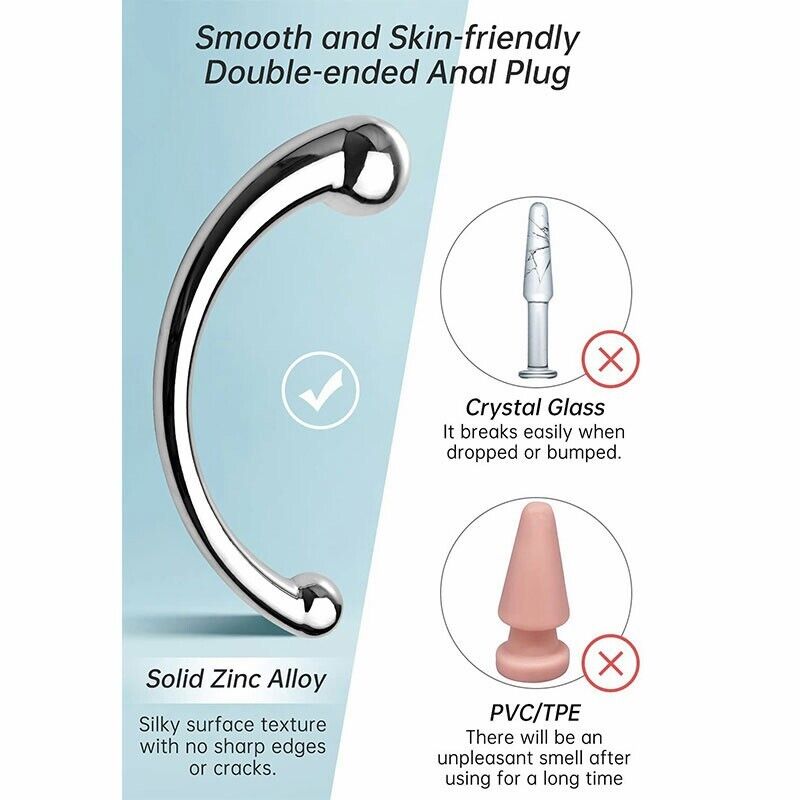 (20cm) Metal Stainless Dildo Anal Butt Plug G-spot Stimulator Male Prostate Massager Adult Sex Toy Handheld Magic Wand BDSM