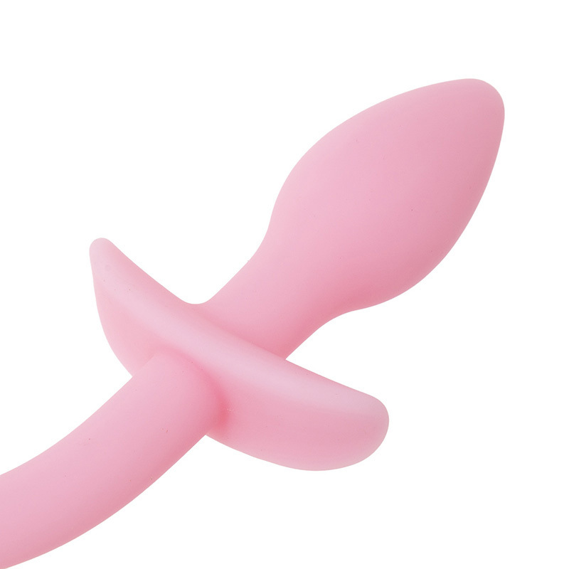 Sex Toy Anal Vaginal Plug Tail Silicone Masturbation Device Adult Men Women Sex Trainer with Luminous Effect Light Pink