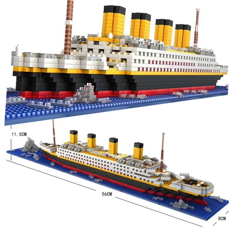1860Pcs Mini Bricks Model Titanic Cruise Ship Model Boat DIY Diamond Building Blocks Bricks Kit Children Kids Toys No Box