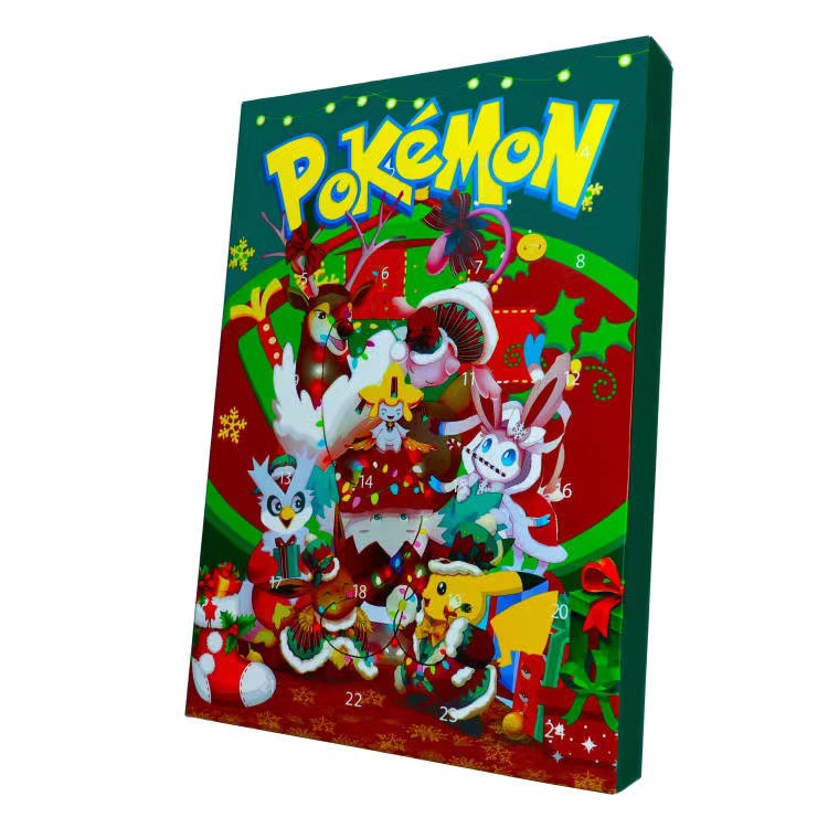 Advent Calendar 2022 Christmas Countdown Calendar with 24pcs Magic Days Anime Pokemon Figures Collectible Figures Doll Surprise Toys Xmas Gifts for Kids Boys and Girls