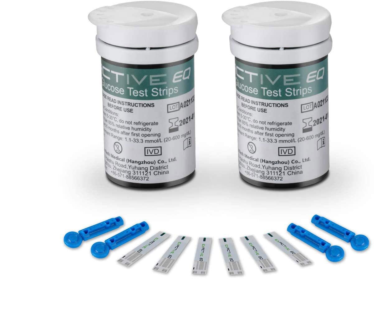 Blood Glucose Test Strips Blood Sugar Test Strips x 50 and Diabetes Lancets x 50 for UK Diabetics Compatible with Exactive EQ