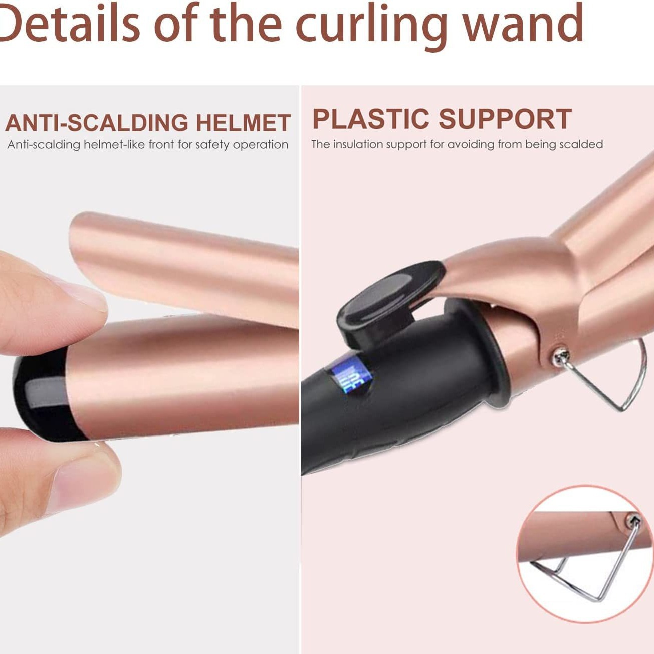 Large Barrel Curling Iron with Adjustable Temperature 38mm Curling Wand Curling Tongs  for Long & Medium Hair