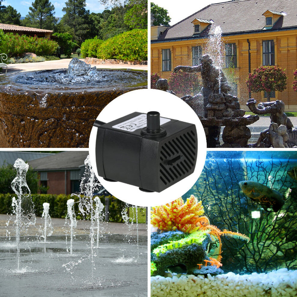 (180 LPH) Mini Submersible Water Pump Ultra Quiet Fountain Water Pump for Aquarium Fish Tank Pond Statuary Hydroponics Indoor Outdoor Fountain