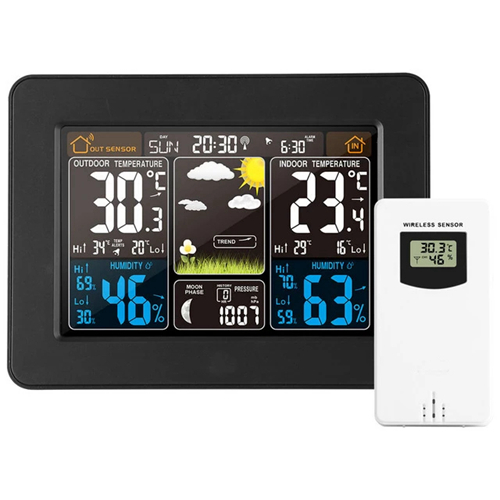 LCD Digital Wireless Weather Station Clock Indoor Outdoor Thermometer Forecast Humidity Calendar Alarm Clock Digital Thermometer Hygrometer Remote Sensor