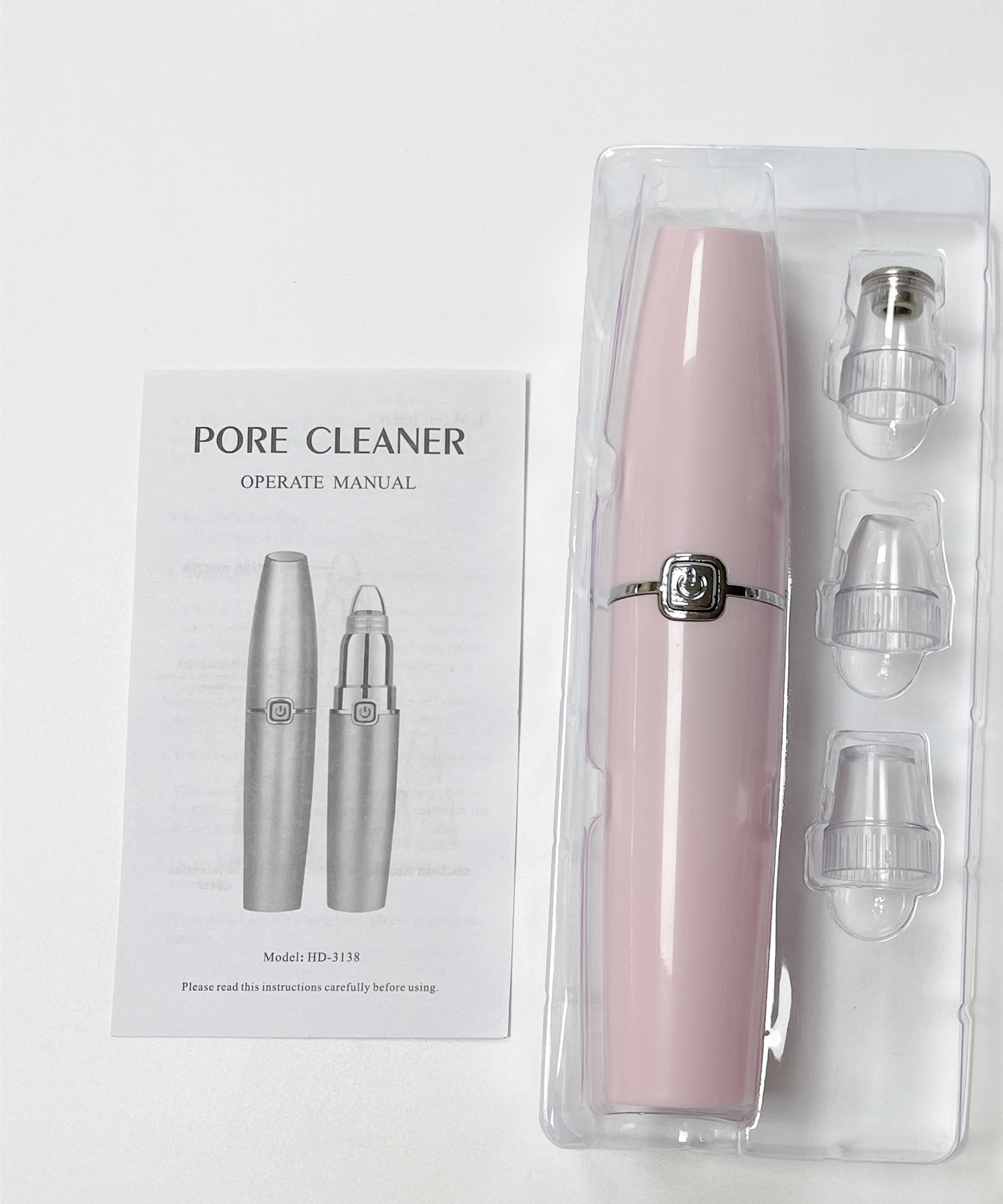 (Pink) 3-Mode Pore Cleaning Device Portable Electric Blackhead Remover