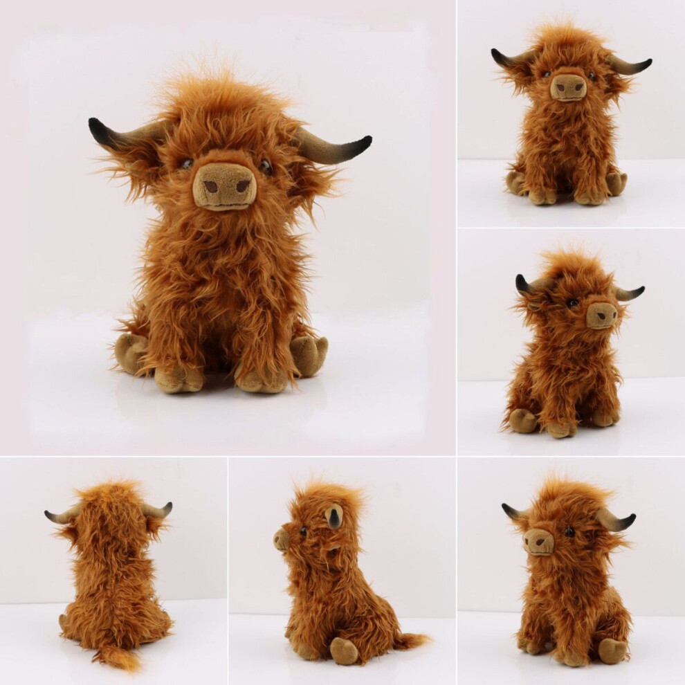 25cm Scottish Highland Cow Plush Toy Cute Simulation Long-Haired Doll