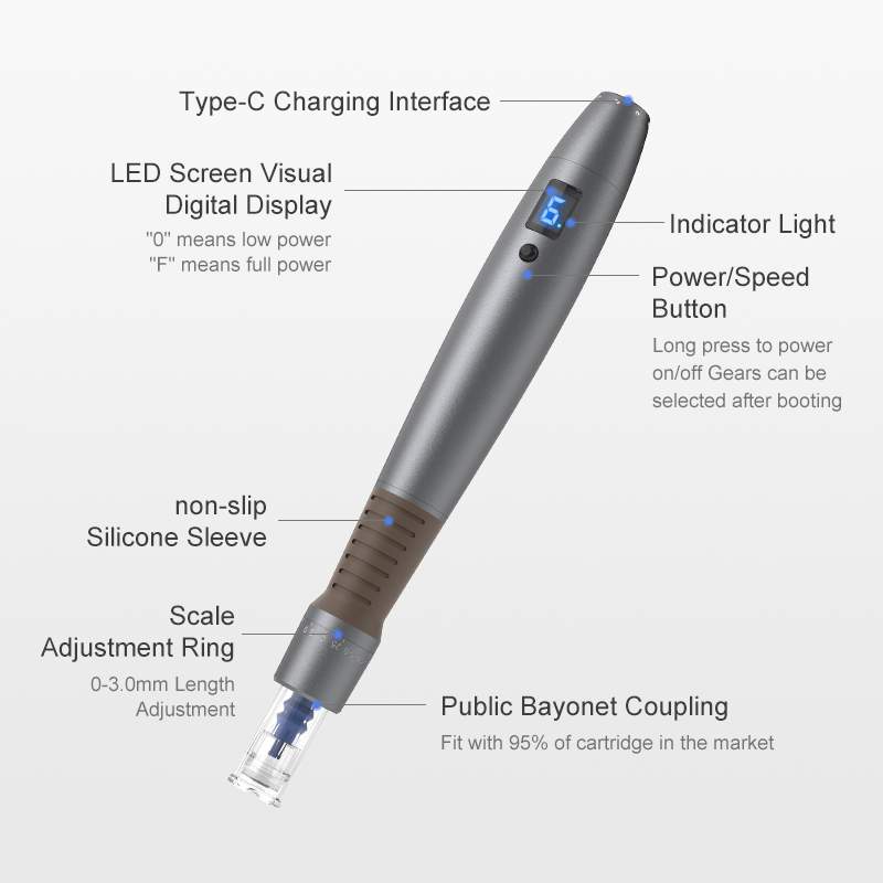 (F8S Microneedling Pen) F8S Derma Pen Microneedling Pen Anti Aging Anti Wrinkle Device Inductive Therapeutical Instrument Face Electric Micro Needle Pen Digital Display