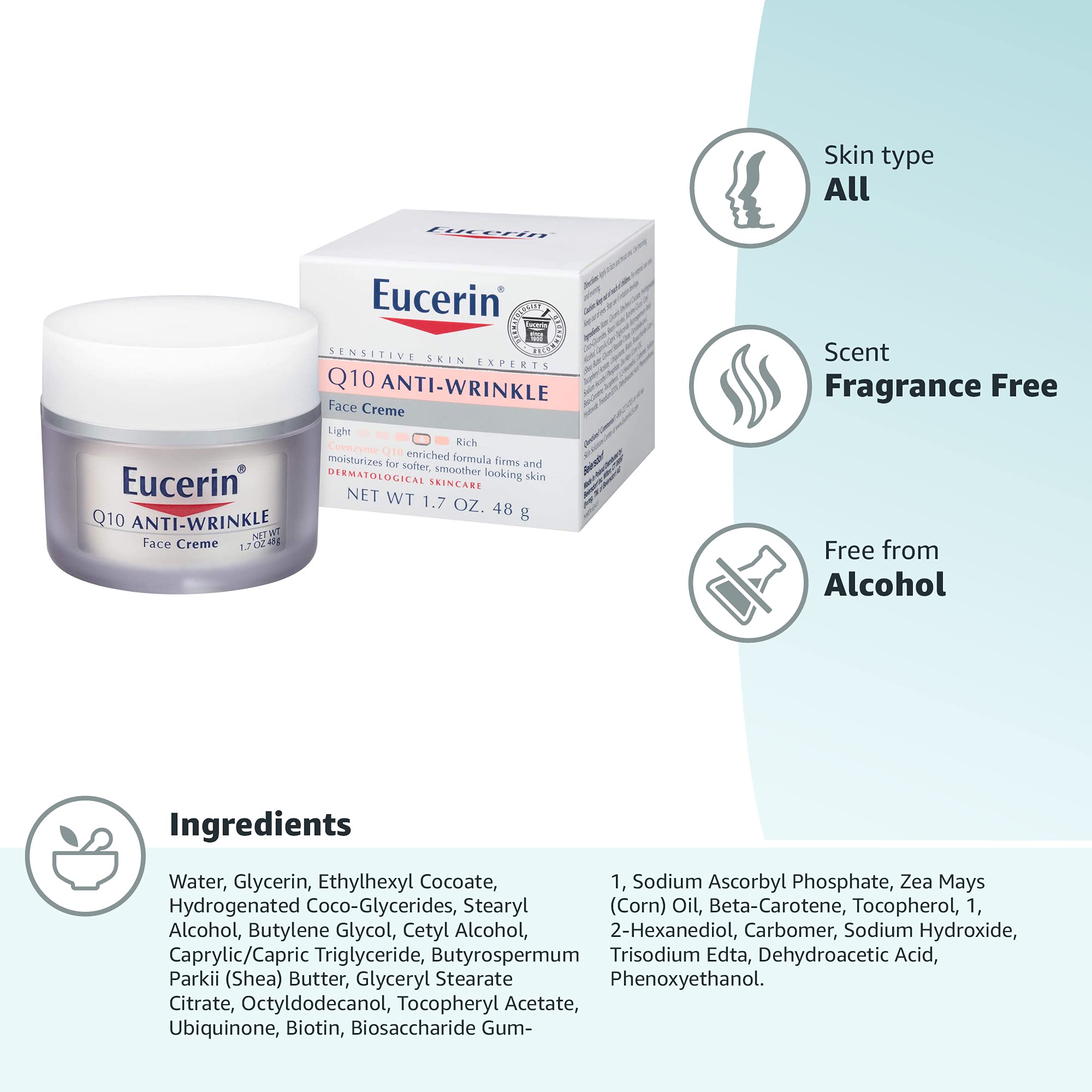 Eucerin Q10 Anti-Wrinkle Face Cream 48g Sensitive Skin Experts