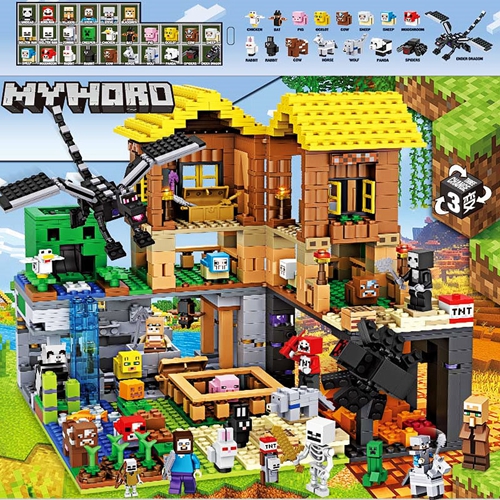Minecraft Building Kit My World Bricks Mountain Cave Building Block Action Figures Compatible Set Boy Girl Gifts Toy Fit Lego