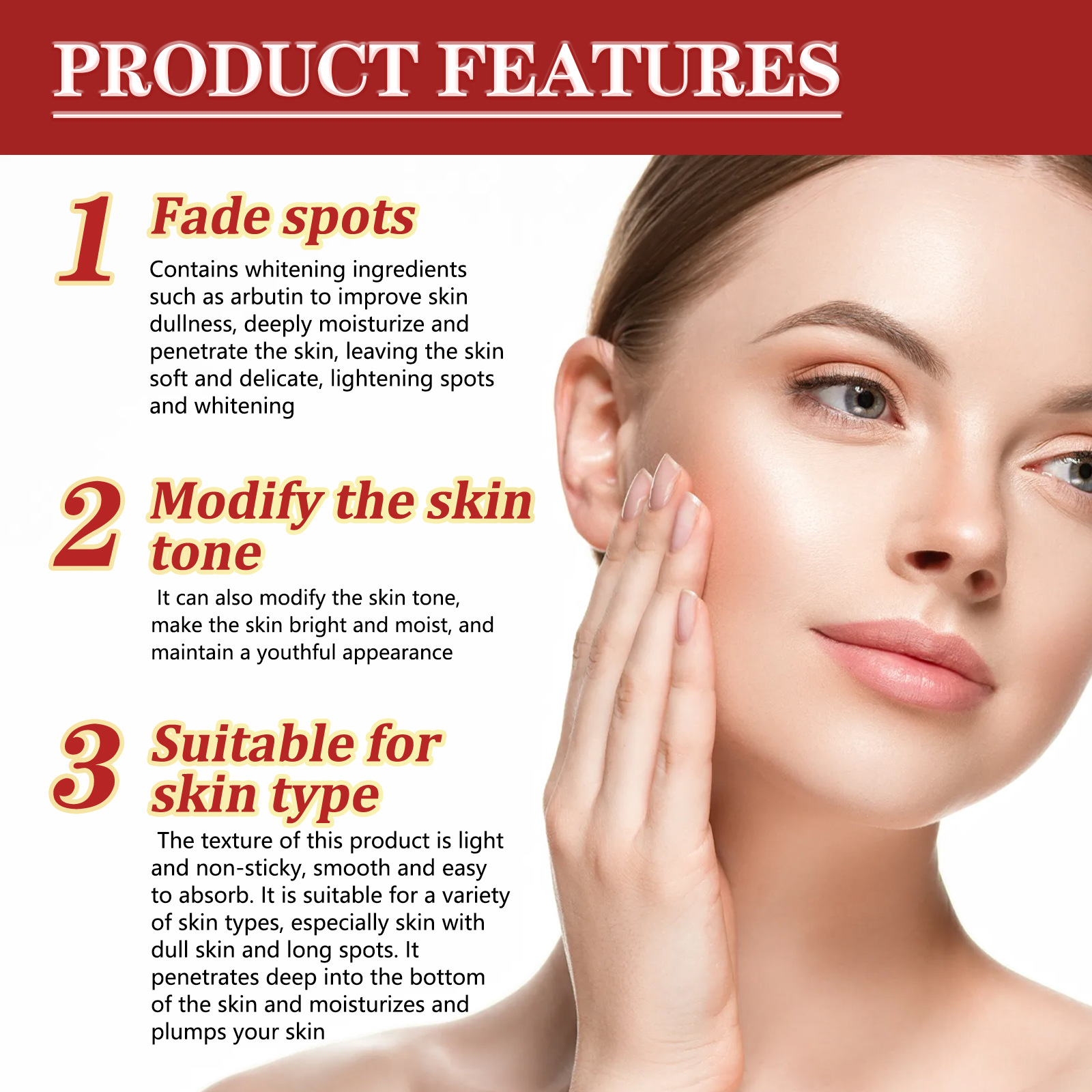 Whitening Freckle Cream Reduce Melasma Improve Dullness Spots Lightening Pigment Corrector Whitening Skin Tone Repair Sunburn Fade Dark Spots Remove Facial Blemish