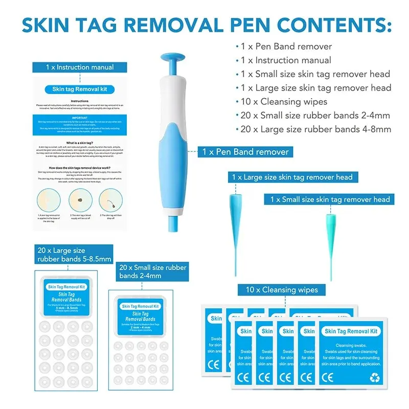 Skin Tag Removal Tool Dual Head Wart Removal Kit Flat Plantar Wart Remover Wart Wart Liquid Pen Flesh Mole Remover Chicken Eye Wart Remover Face Beauty
