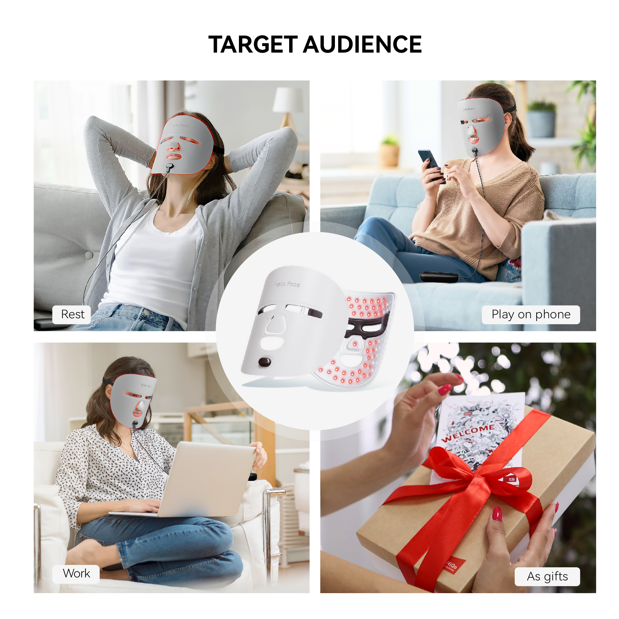 Hello Face Light Therapy Mask Wireless Near-Infrared Light and Red Light Therapy Facial Mask Powerful Anti-aging Professional LED Ultra-light Mask
