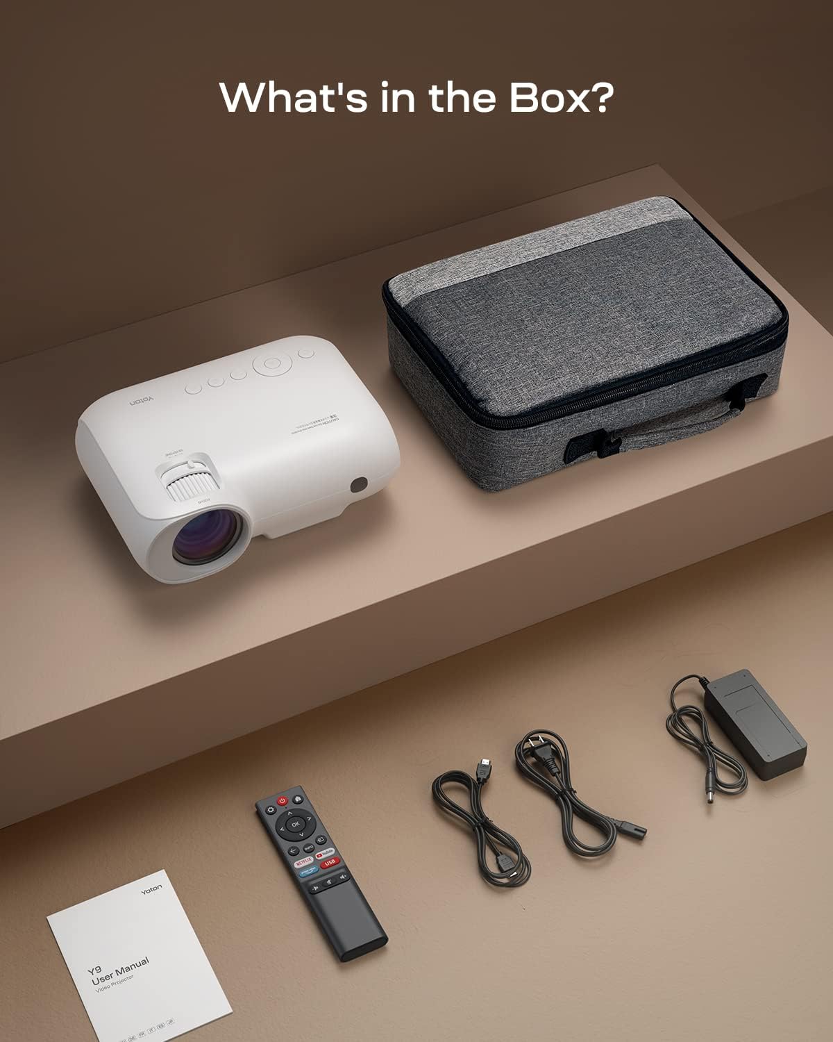 Projector 4K Netflix Prime Video YouTube Portable Projector WiFi Bluetooth 23000 Lumens Smart Phone Projector with Zoom Updated with Built in Hulu/Dolby