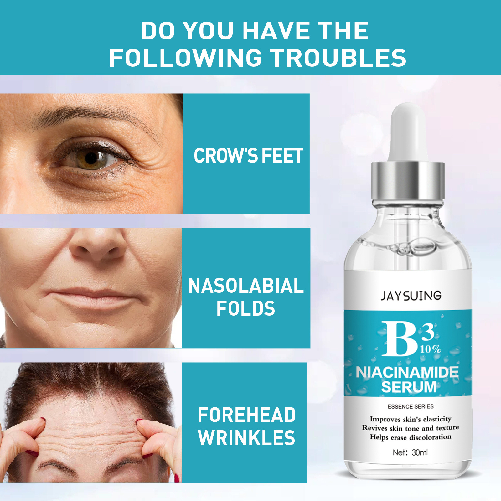(1 PC) Nicotinamide Anti Wrinkle Serum B3 Face Essence Collagen Lifting Firming Fine Lines Repair Face Essence Smooth Facial Skin Care Anti Aging Serum