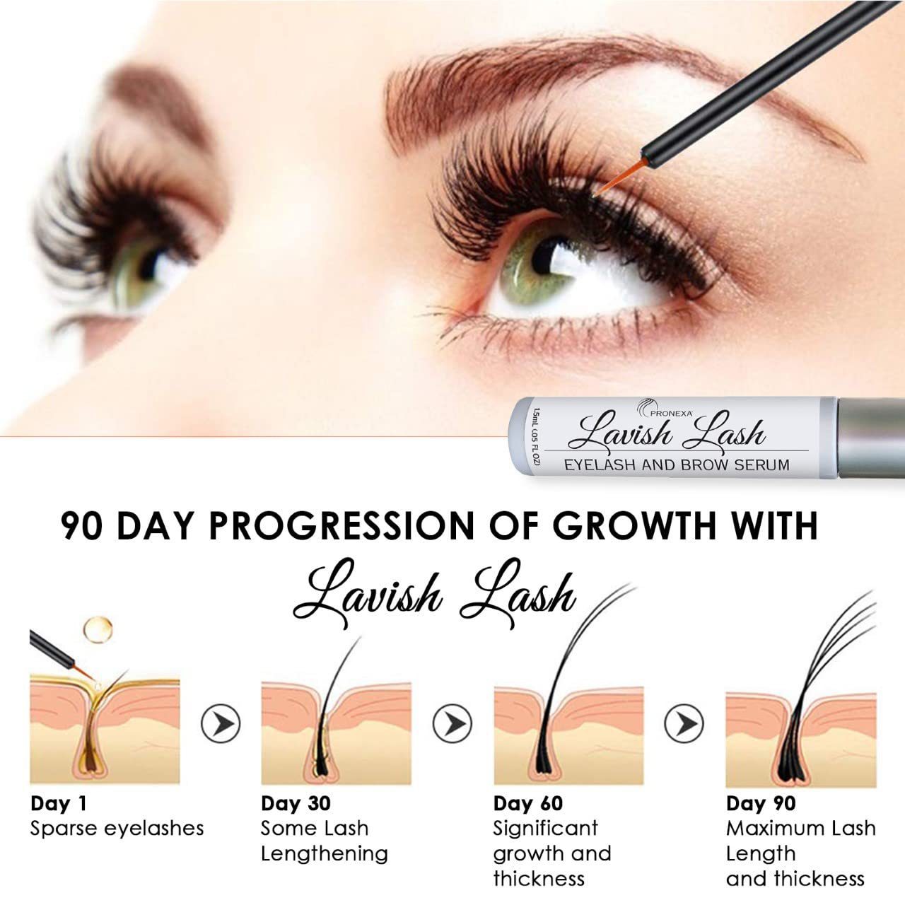 Eyelash Growth Serum Natural Thickening Lengthening Safe Lash Enhancer Eyelash Nourishing Serum for Moisturizing Curling 8ml