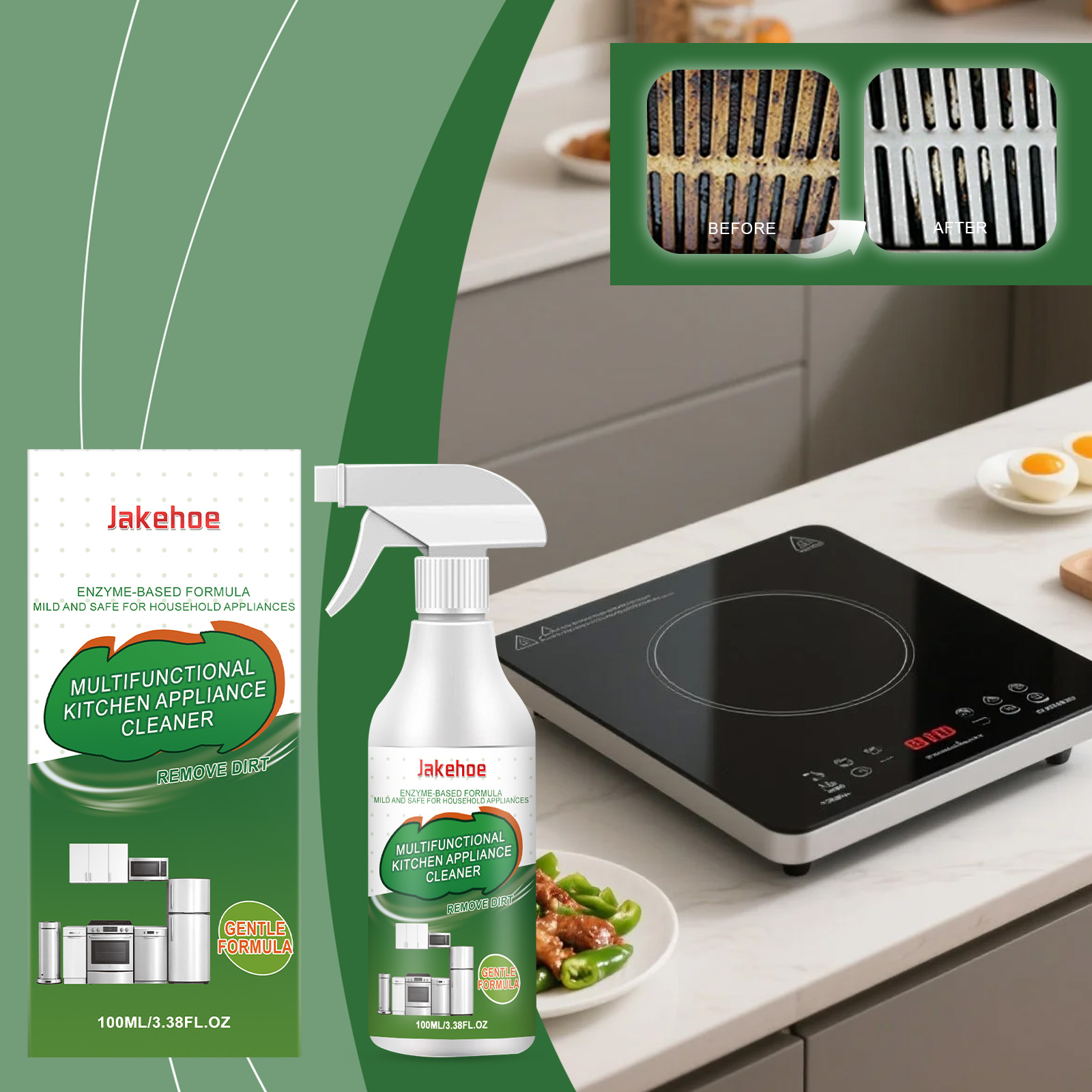 Kitchen Appliance Cleaner Spray Dissolve Stubborn Oil Stain Reduce Odor Restore Surface Smoothness Multifunctional Degreaser ﻿