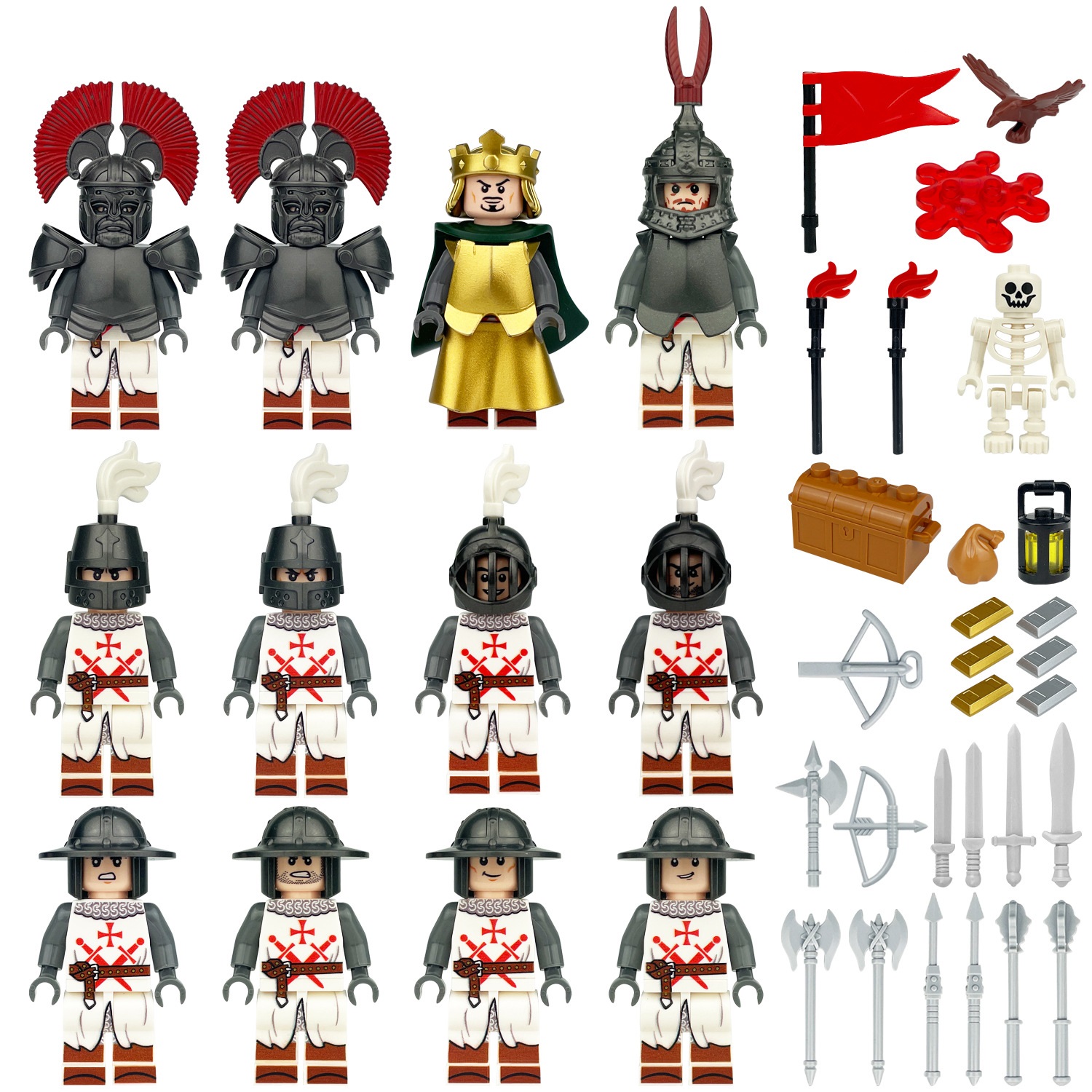 (Style J) Military Battle Building Brick Medieval Roman Legions Toy with Sword and Shield Equipment Assembly Collectible Series Mini Figure for Kids 