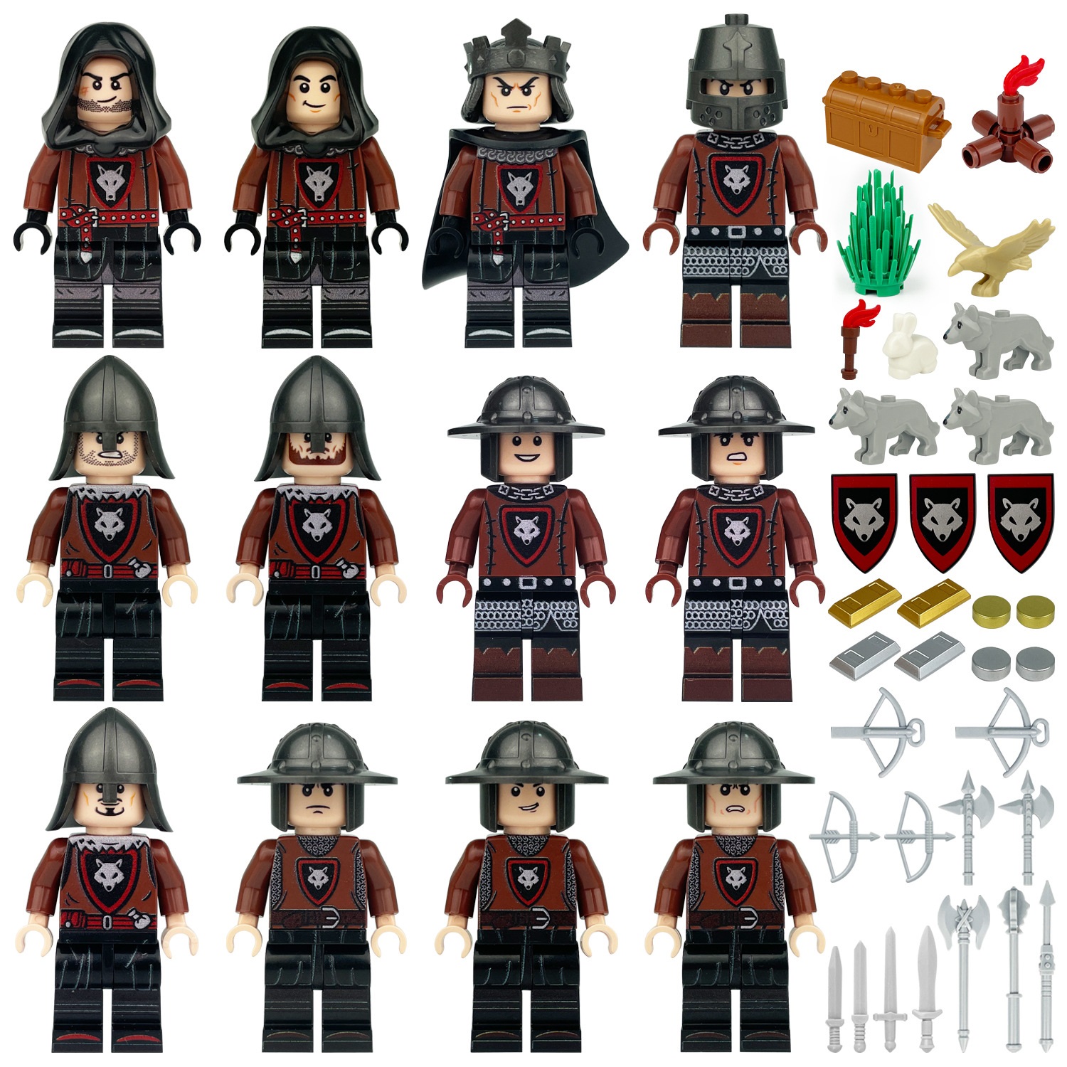 (Style J) Military Battle Building Brick Medieval Roman Legions Toy with Sword and Shield Equipment Assembly Collectible Series Mini Figure for Kids 